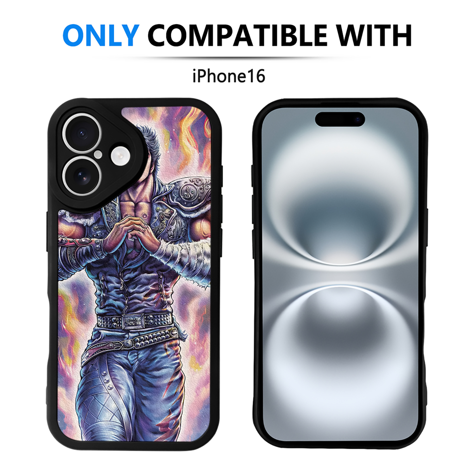 （画像用） 北斗の拳 Fist of the North Star 【iPhone 16シリーズ対応】シリコンスマホケース（レザー調） 材質：シリコン
